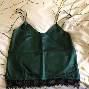 KOOPLES GREEN LEATHER TOP